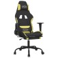 vidaXL Καρέκλα Μασάζ Gaming Μασάζ Υπ. Μαύρη/Αν Γκρι Ύφασμα Υποπόδιο