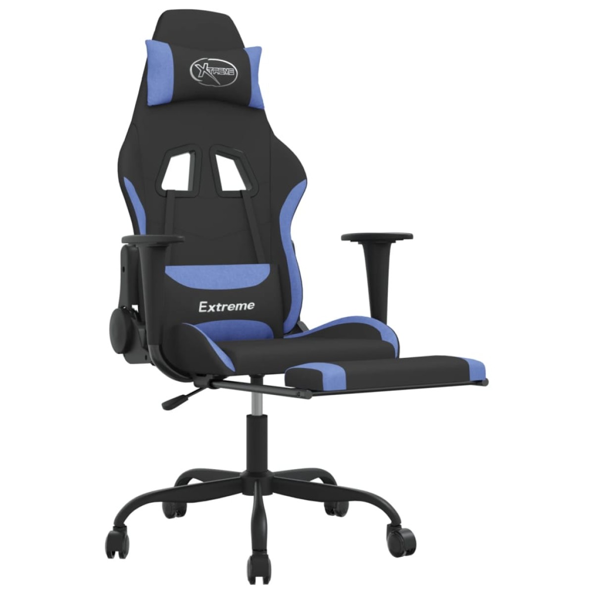 vidaXL Καρέκλα Μασάζ Gaming Μαύρη/Μπλε Ύφασμα με Υποπόδιο