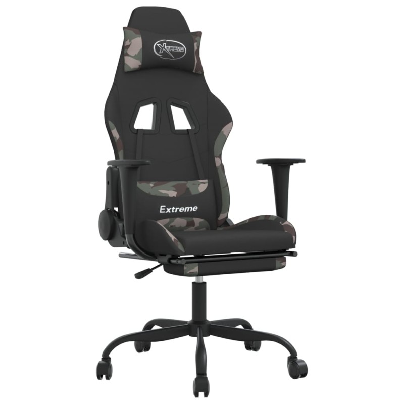 vidaXL Καρέκλα Μασάζ Gaming Περιστρ. Υποπόδιο Μαύρη/Παραλ. Υφασμάτινη