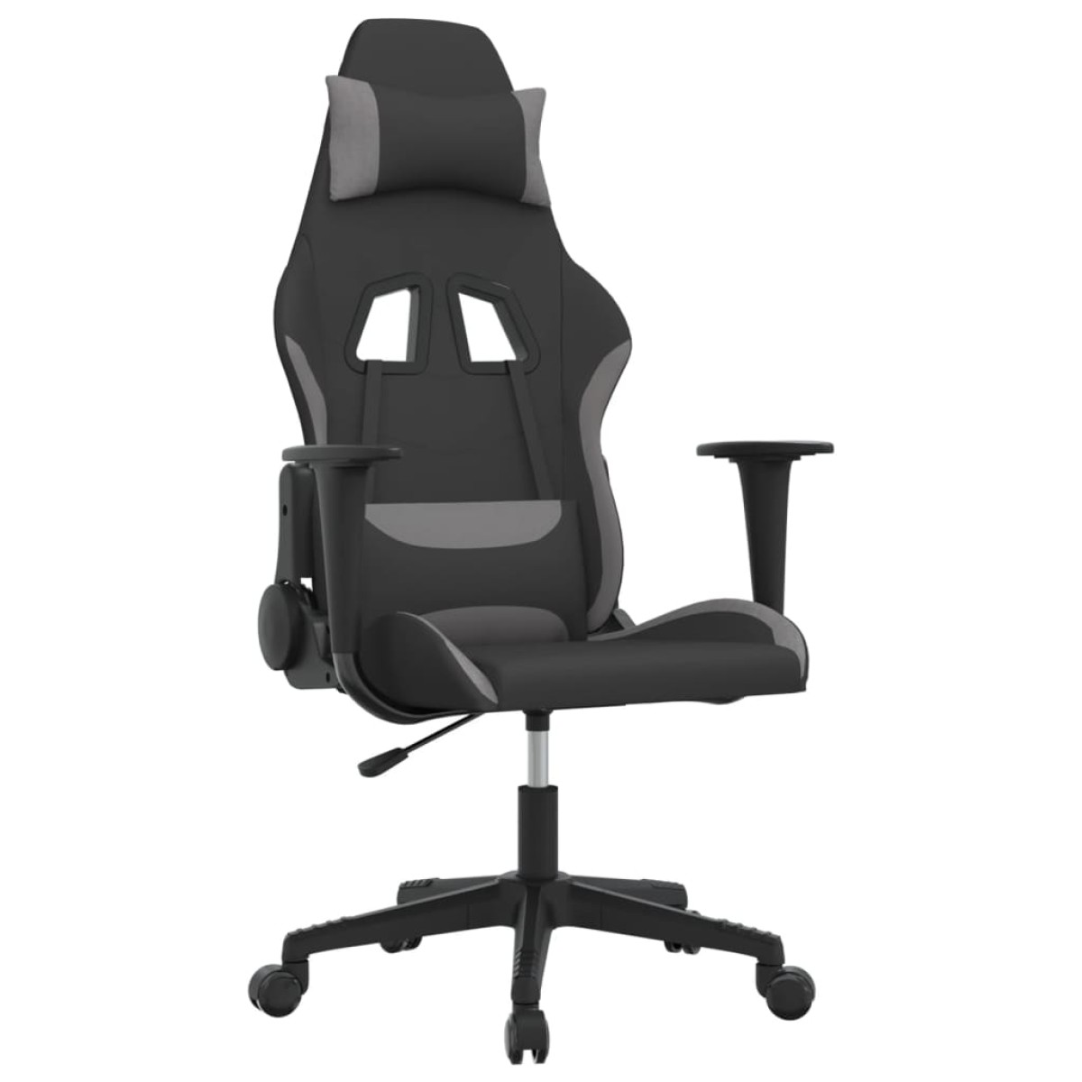 vidaXL Καρέκλα Μασάζ Gaming Μαύρο και Ανοιχτό Γκρι Υφασμάτινη