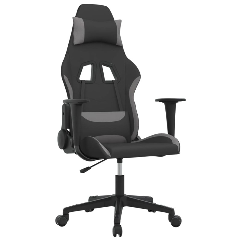 vidaXL Καρέκλα Μασάζ Gaming Μαύρο και Ανοιχτό Γκρι Υφασμάτινη