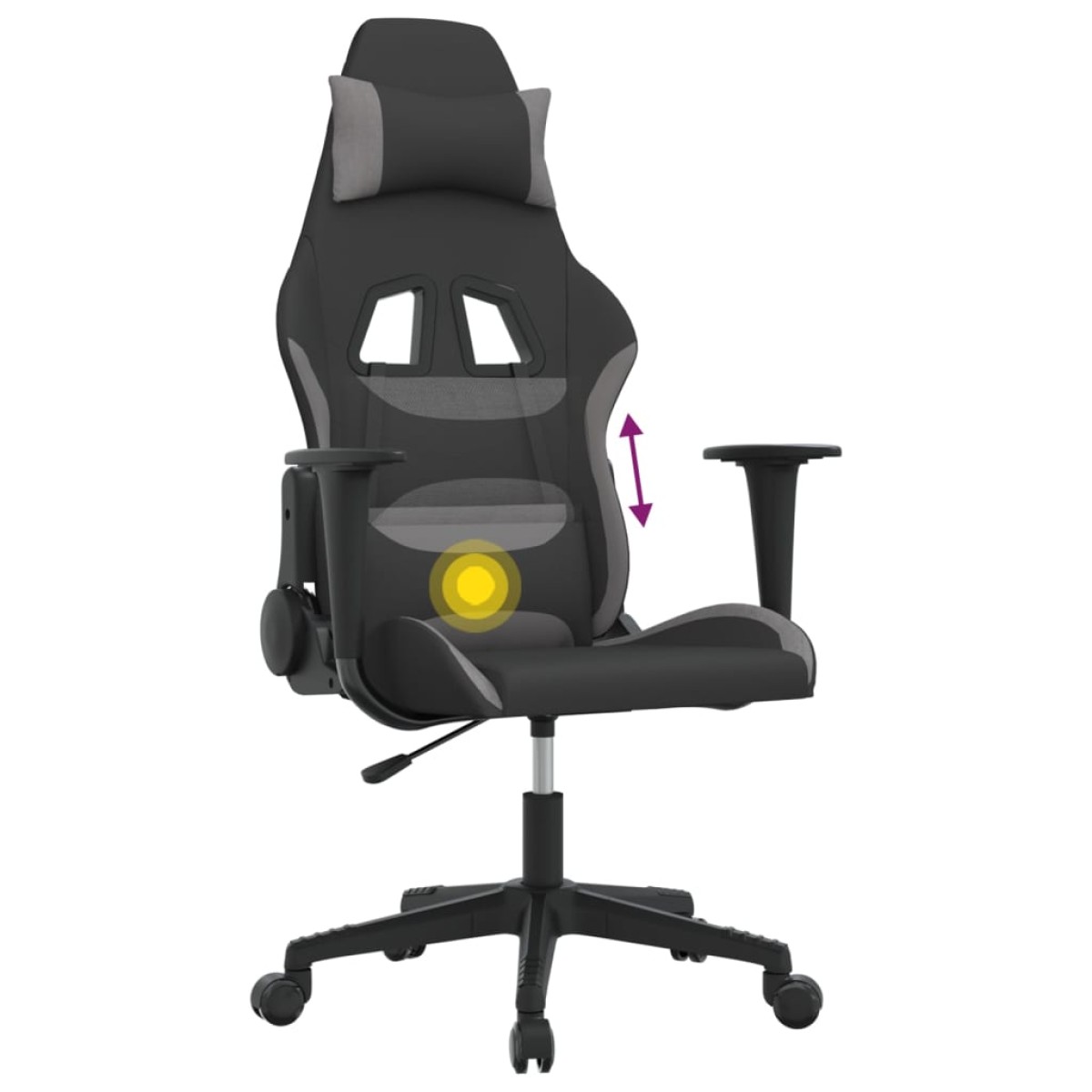 vidaXL Καρέκλα Μασάζ Gaming Μαύρο και Ανοιχτό Γκρι Υφασμάτινη