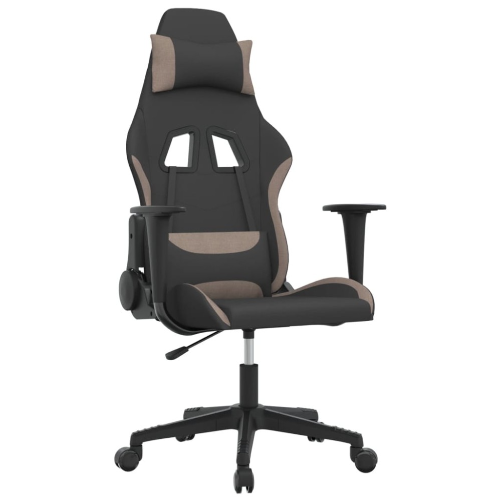 vidaXL Καρέκλα Μασάζ Gaming Μαύρη και Taupe Υφασμάτινη