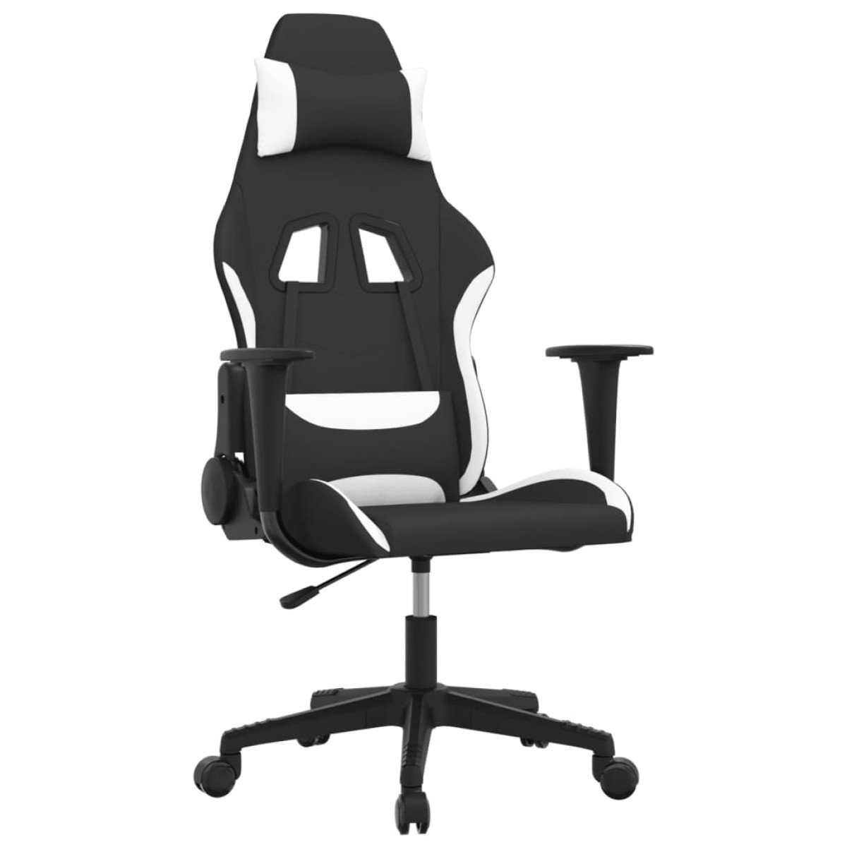 vidaXL Καρέκλα Μασάζ Gaming Μαύρη και Λευκή Υφασμάτινη