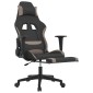 vidaXL Καρέκλα Μασάζ Gaming Μαύρη & Taupe Υφασμάτινη με Υποπόδιο