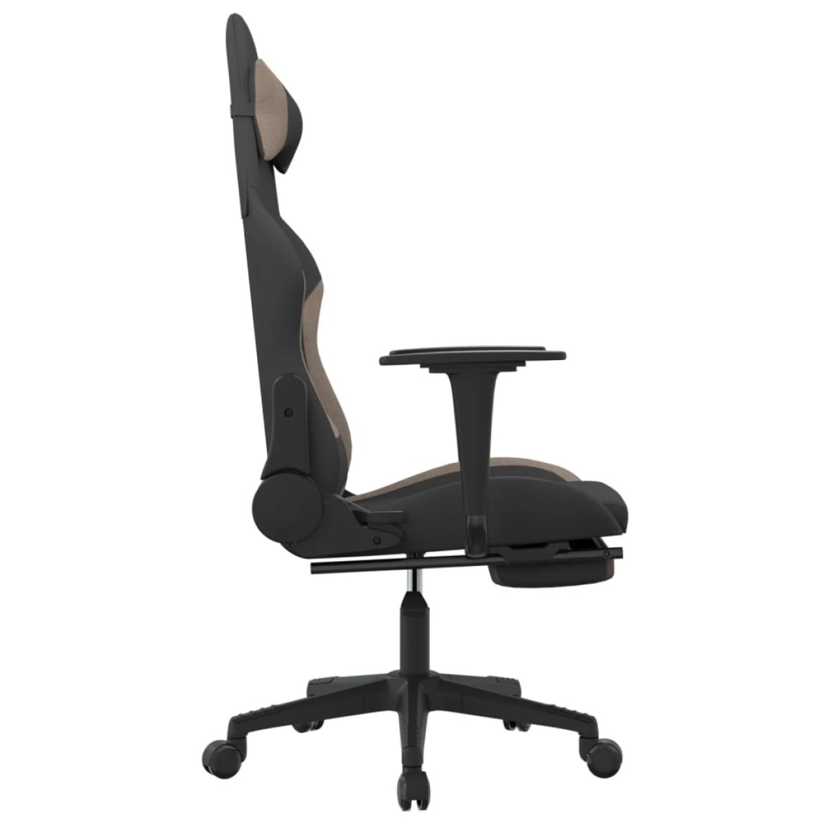 vidaXL Καρέκλα Μασάζ Gaming Μαύρη & Taupe Υφασμάτινη με Υποπόδιο
