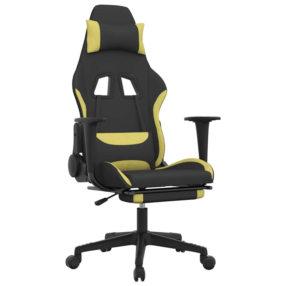 vidaXL Καρέκλα Μασάζ Gaming Μασάζ Υπ. Μαύρη/Αν Γκρι Ύφασμα Υποπόδιο