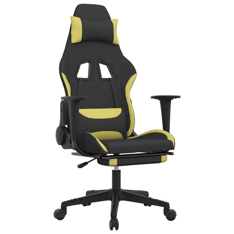 vidaXL Καρέκλα Μασάζ Gaming Μασάζ Υπ. Μαύρη/Αν Γκρι Ύφασμα Υποπόδιο