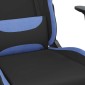 vidaXL Καρέκλα Μασάζ Gaming Μαύρη/Μπλε Ύφασμα με Υποπόδιο