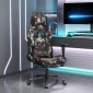 vidaXL Καρέκλα Μασάζ Gaming Περιστρ. Υποπόδιο Μαύρη/Παραλ. Υφασμάτινη