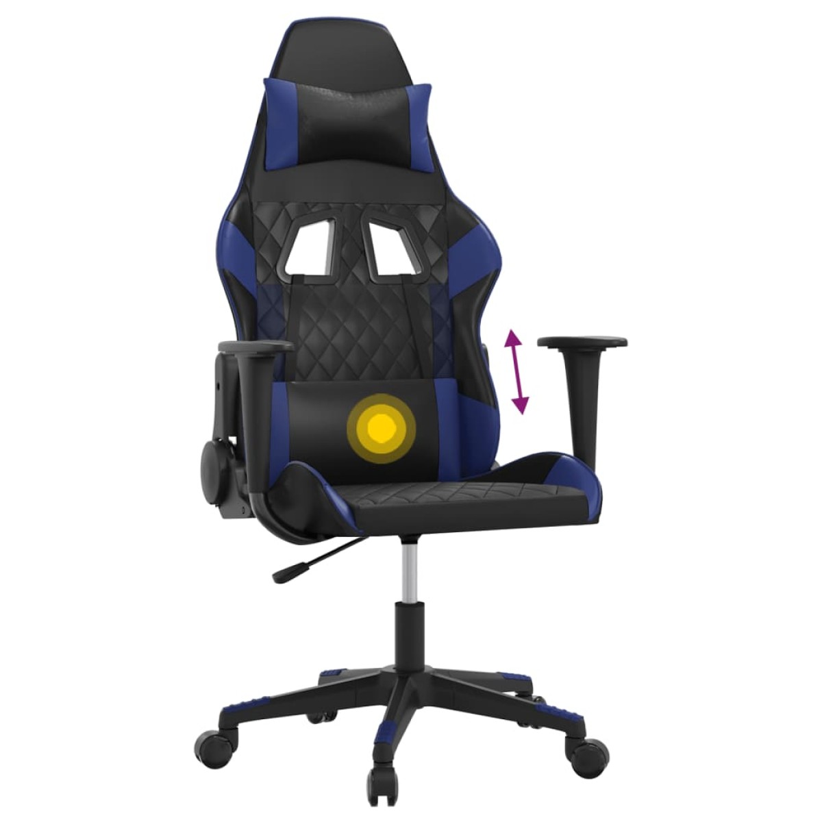 vidaXL Καρέκλα Gaming Μασάζ Μαύρο/Μπλε από Συνθετικό Δέρμα
