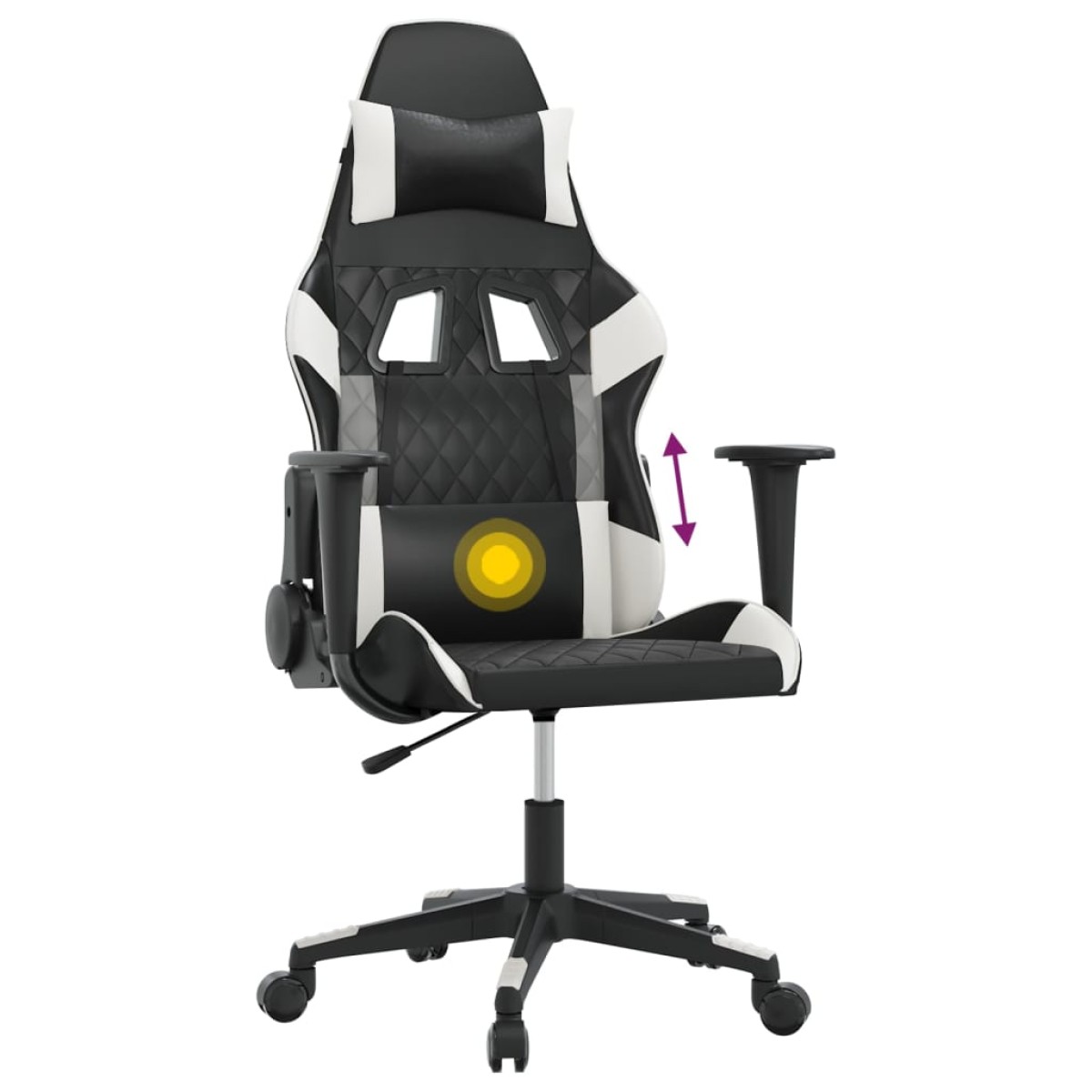 vidaXL Καρέκλα Gaming Μασάζ Ασπρόμαυρη από Συνθετικό Δέρμα