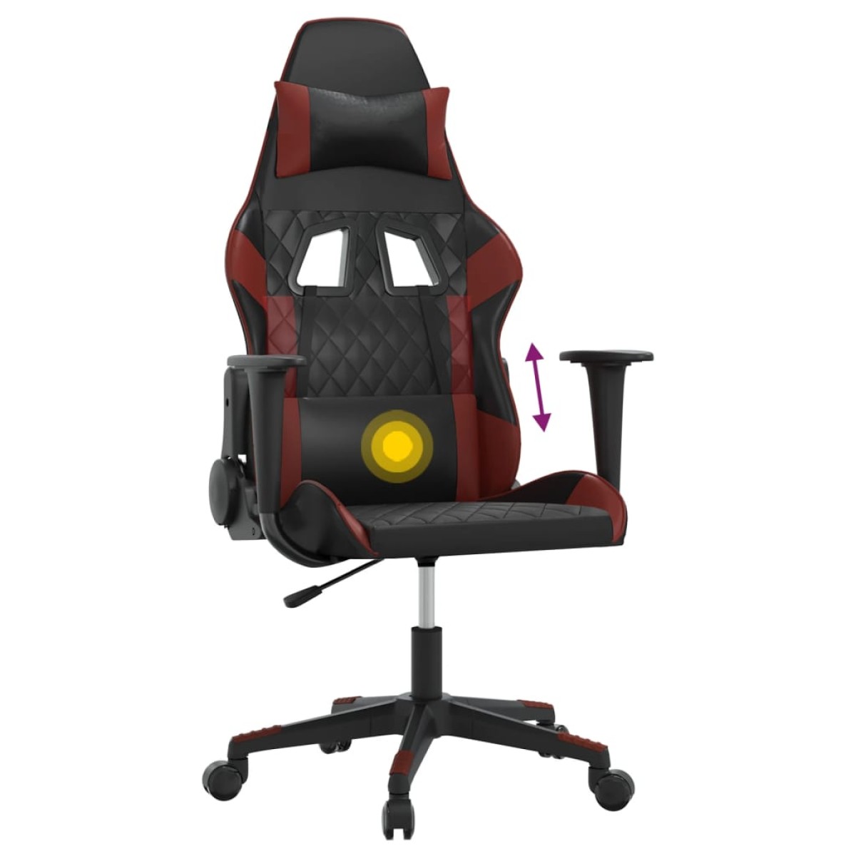 vidaXL Καρέκλα Gaming Μασάζ Μαύρο/μπορντό από Συνθετικό Δέρμα