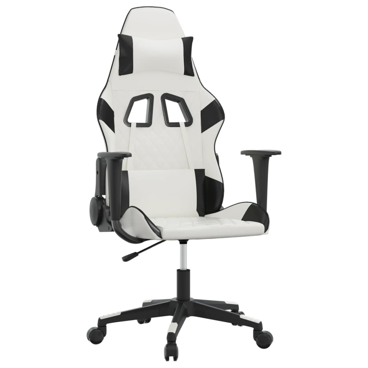 vidaXL Καρέκλα Gaming Μασάζ Λευκό/Μαύρο από Συνθετικό Δέρμα