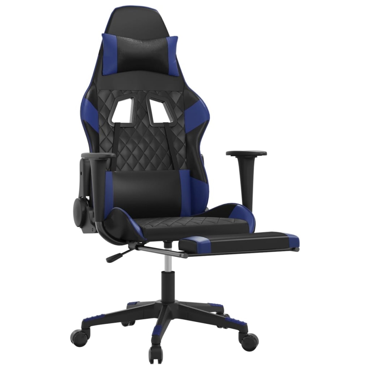 vidaXL Καρέκλα Gaming Μασάζ Υποπόδιο Μαύρο & Μπλε από Συνθετικό Δέρμα