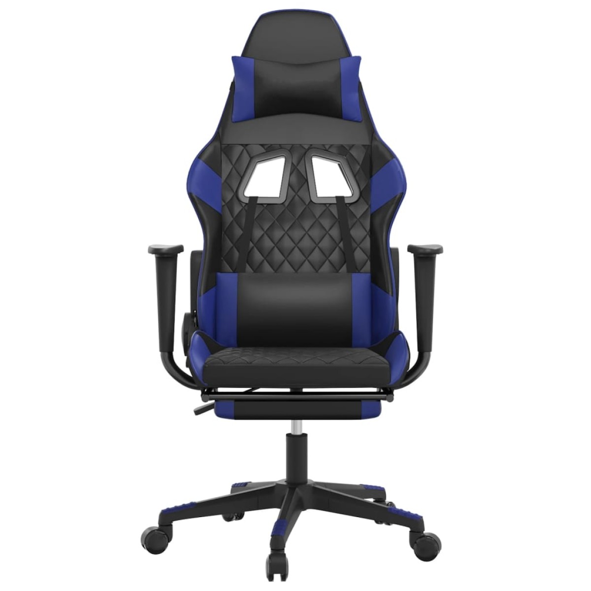 vidaXL Καρέκλα Gaming Μασάζ Υποπόδιο Μαύρο & Μπλε από Συνθετικό Δέρμα