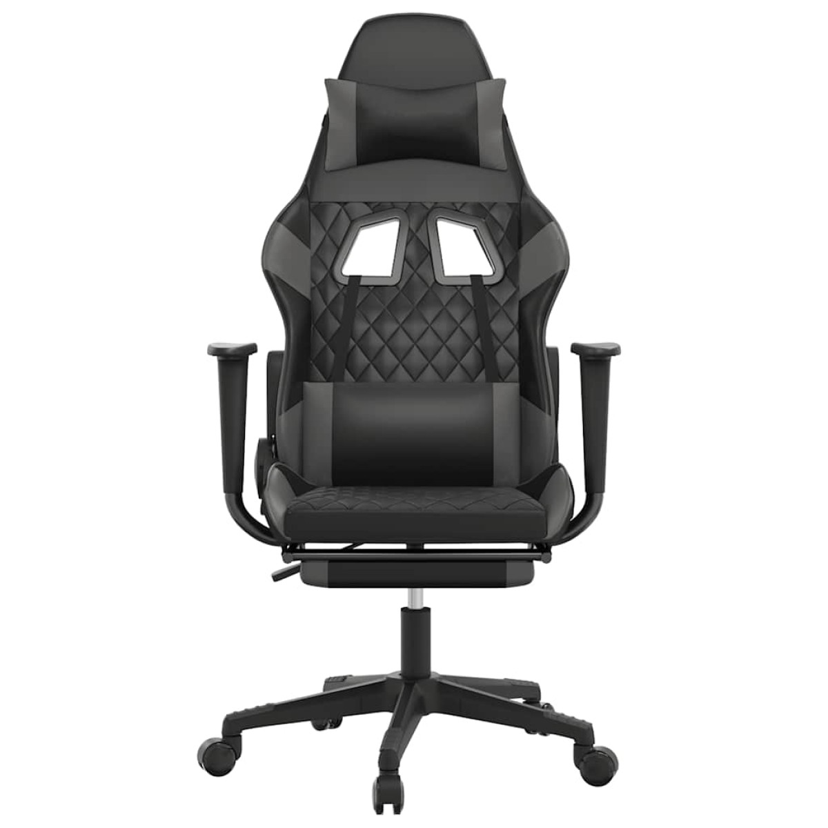 vidaXL Καρέκλα Gaming Μασάζ Υποπόδιο Μαύρο&Γκρι από Συνθετικό Δέρμα