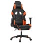 vidaXL Καρέκλα Gaming Μασάζ Υποπόδιο Μαύρο Πορτοκαλί Συνθετικό Δέρμα