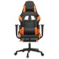 vidaXL Καρέκλα Gaming Μασάζ Υποπόδιο Μαύρο Πορτοκαλί Συνθετικό Δέρμα