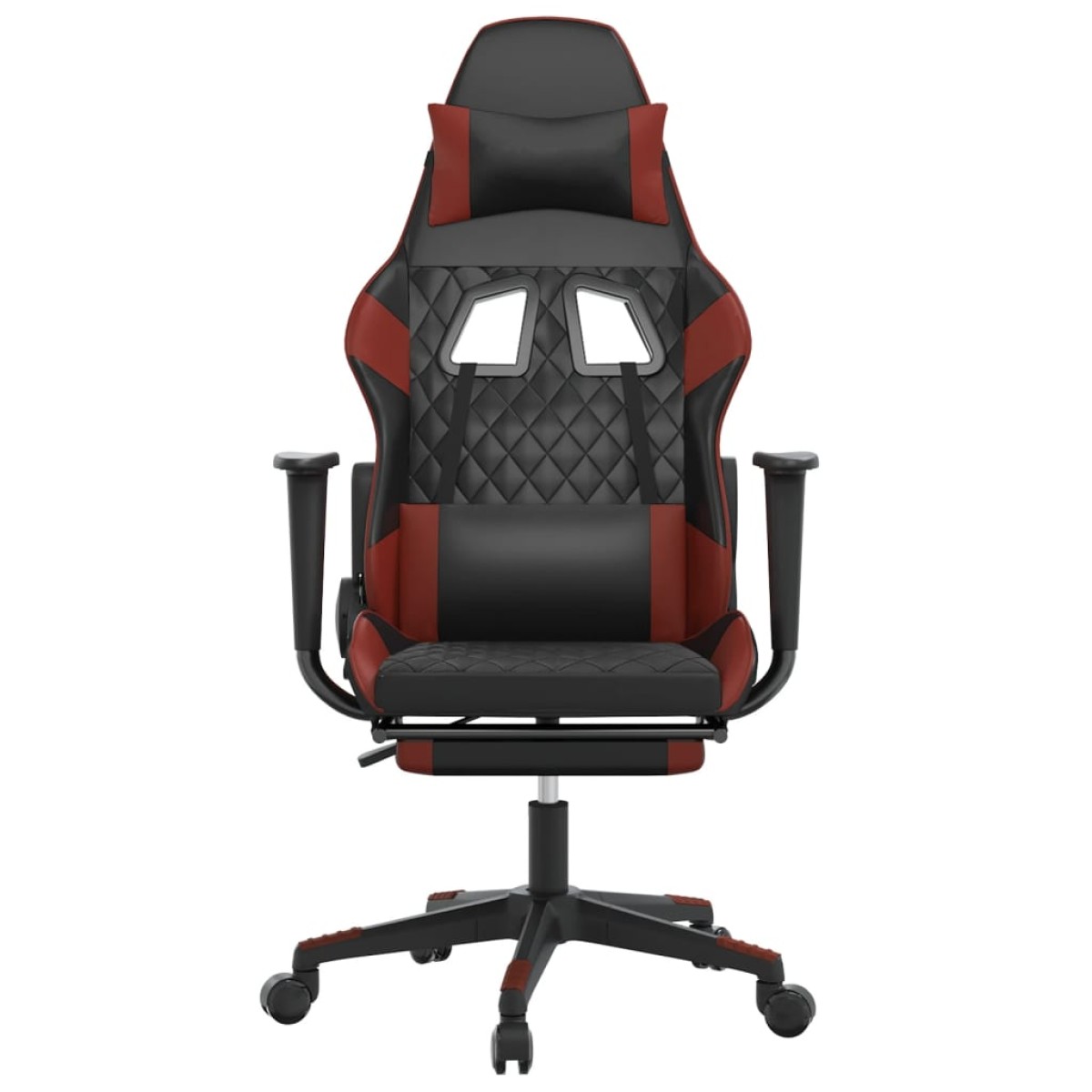 vidaXL Καρέκλα Gaming Μασάζ Υποπόδιο Μαύρο/Μπορντό από Συνθετικό Δέρμα