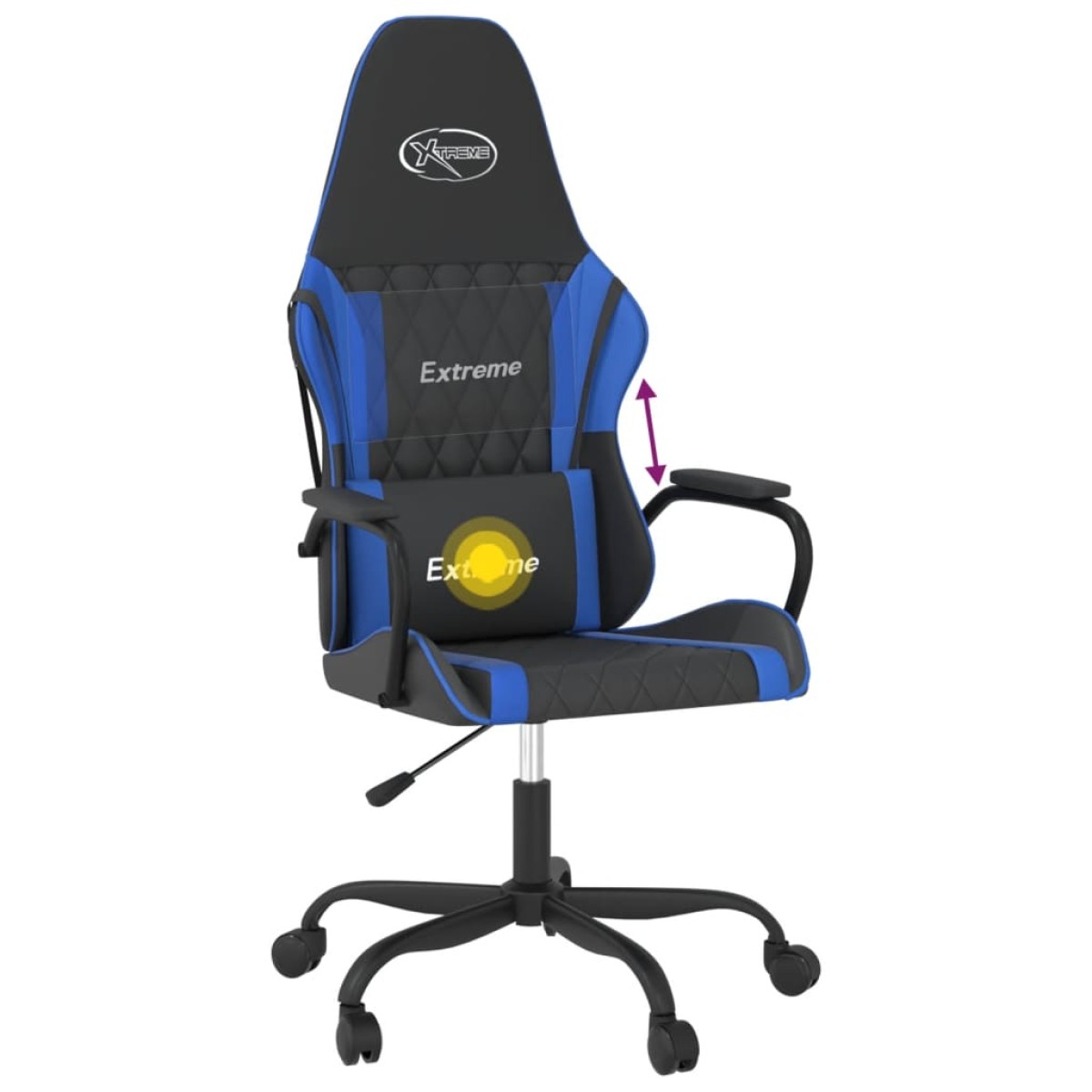 vidaXL Καρέκλα Gaming Μασάζ Μαύρο/Μπλε από Συνθετικό Δέρμα