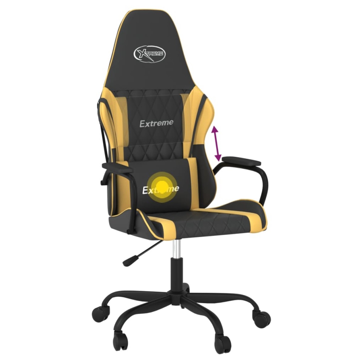 vidaXL Καρέκλα Gaming Μασάζ Μαύρο/Χρυσό από Συνθετικό Δέρμα