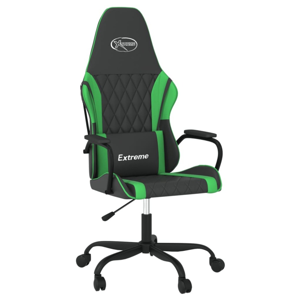 vidaXL Καρέκλα Gaming Μασάζ Μαύρο/Πράσινο από Συνθετικό Δέρμα