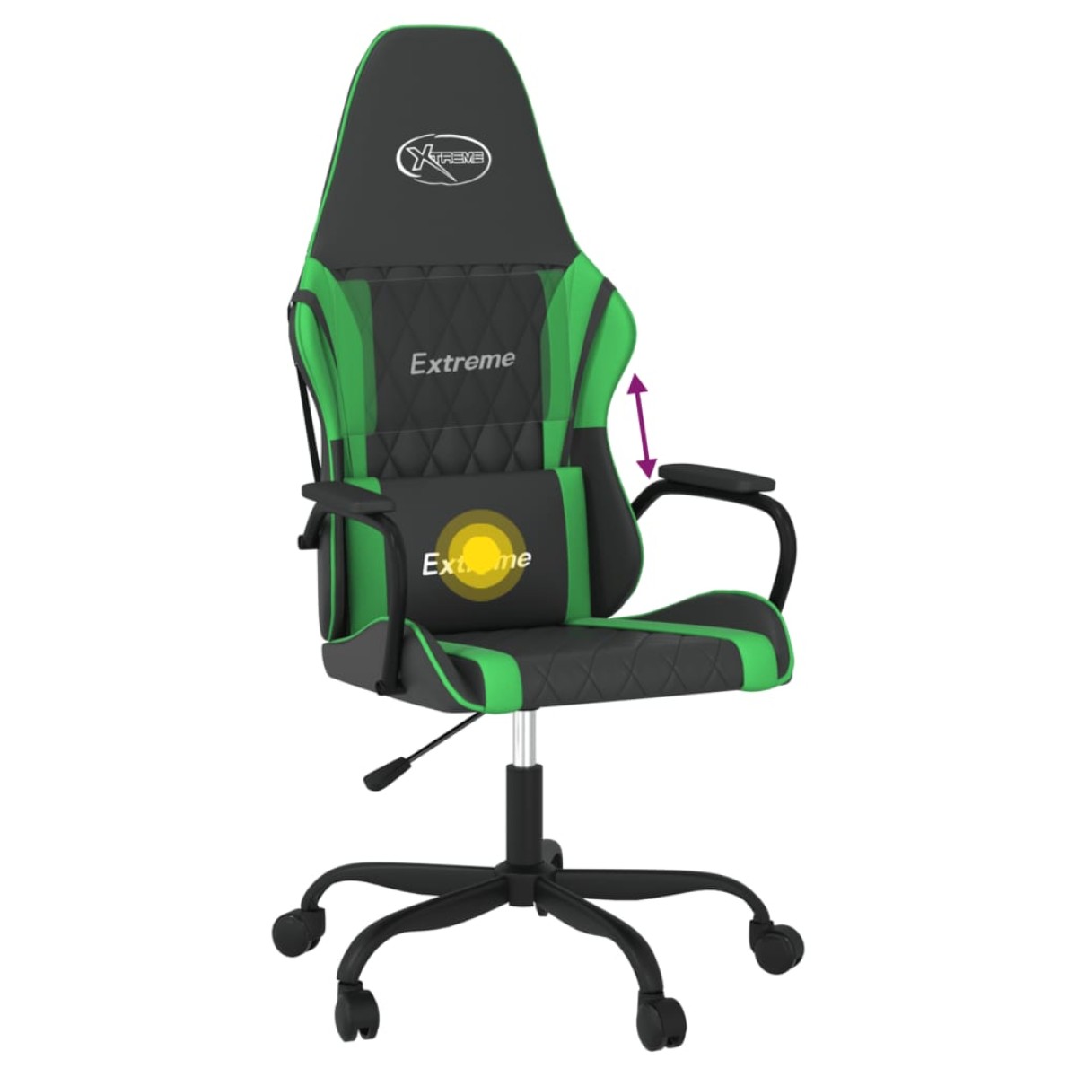 vidaXL Καρέκλα Gaming Μασάζ Μαύρο/Πράσινο από Συνθετικό Δέρμα