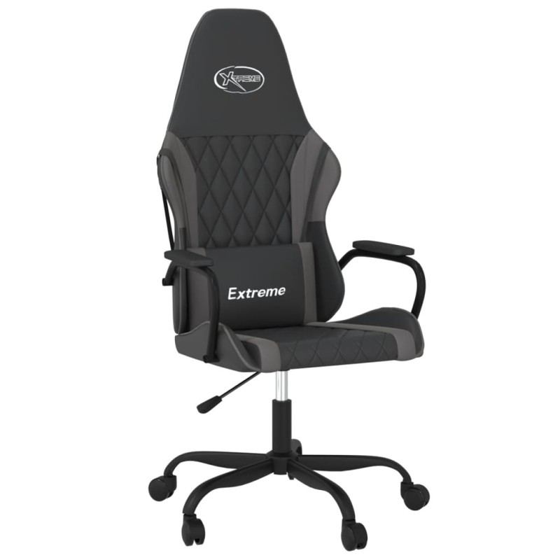 vidaXL Καρέκλα Gaming Μασάζ Μαύρο/Γκρι από Συνθετικό Δέρμα