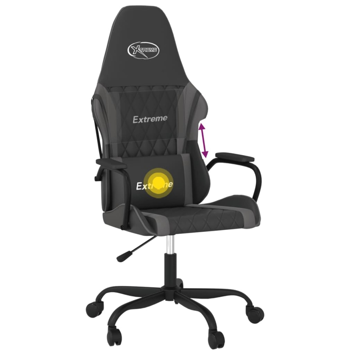 vidaXL Καρέκλα Gaming Μασάζ Μαύρο/Γκρι από Συνθετικό Δέρμα
