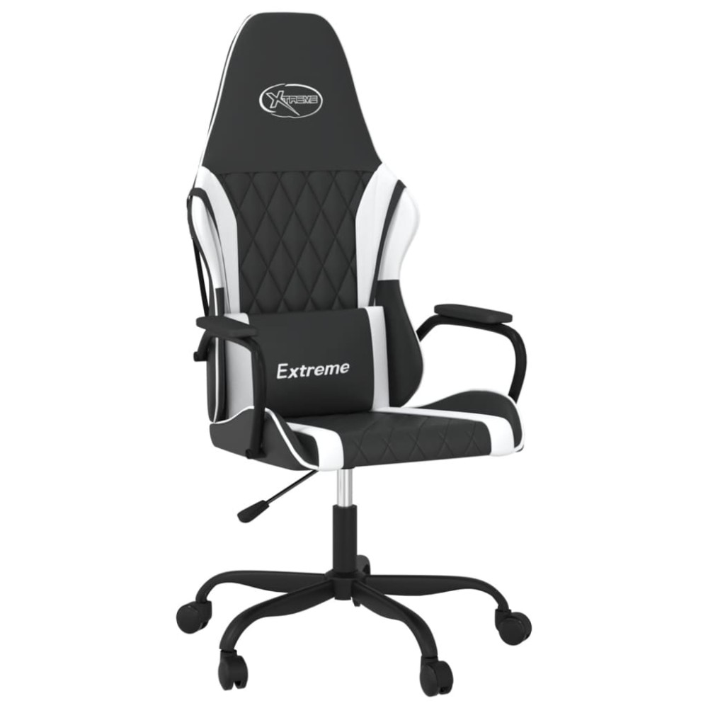 vidaXL Καρέκλα Gaming Μασάζ Ασπρόμαυρη από Συνθετικό Δέρμα