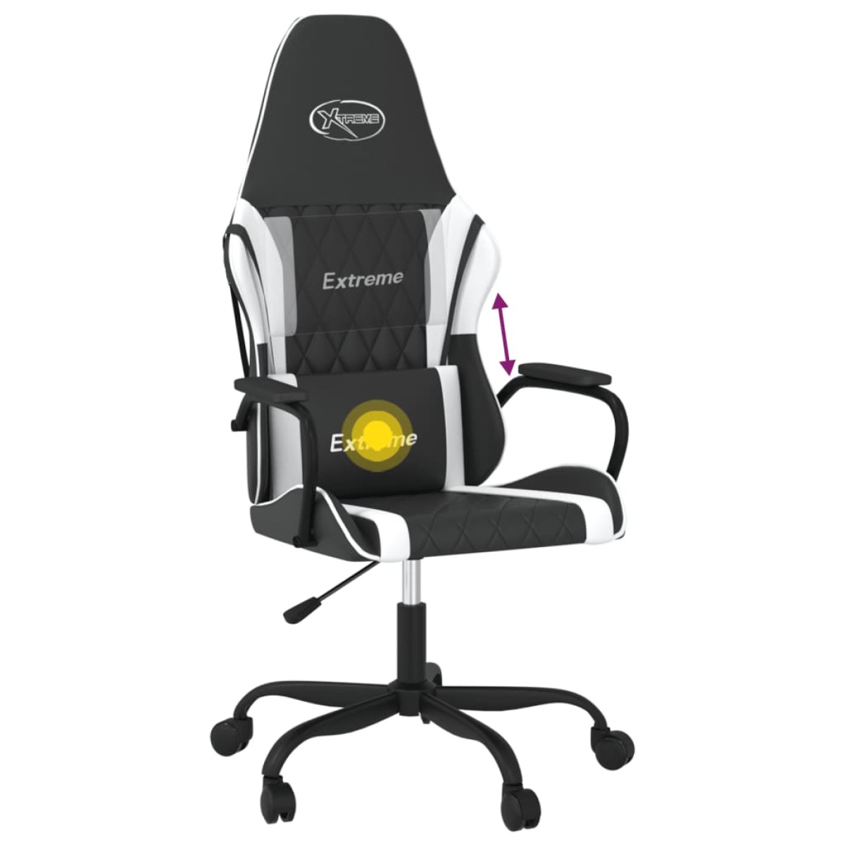 vidaXL Καρέκλα Gaming Μασάζ Ασπρόμαυρη από Συνθετικό Δέρμα