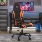 vidaXL Καρέκλα Gaming Μασάζ Μαύρο/πορτοκαλί από Συνθετικό Δέρμα