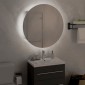 vidaXL Ντουλάπι Μπάνιου με Στρογγυλό Καθρέφτη/LED Λευκό 47x47x17,5 εκ.