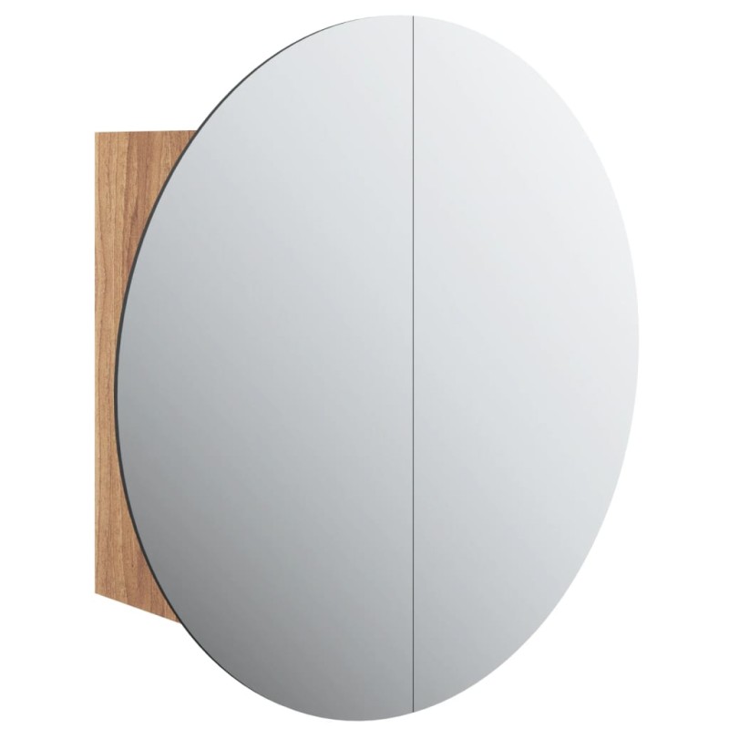 vidaXL Ντουλάπι Μπάνιου με Στρογγυλό Καθρέφτη&LED Δρυς 47x47x17,5 εκ.