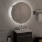 vidaXL Ντουλάπι Μπάνιου με Στρογγυλό Καθρέφτη&LED Δρυς 47x47x17,5 εκ.