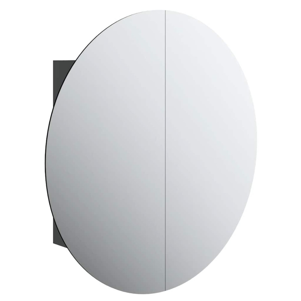 vidaXL Ντουλάπι Μπάνιου με Στρογγυλό Καθρέφτη&LED Μαύρο 54x54x17,5 εκ.