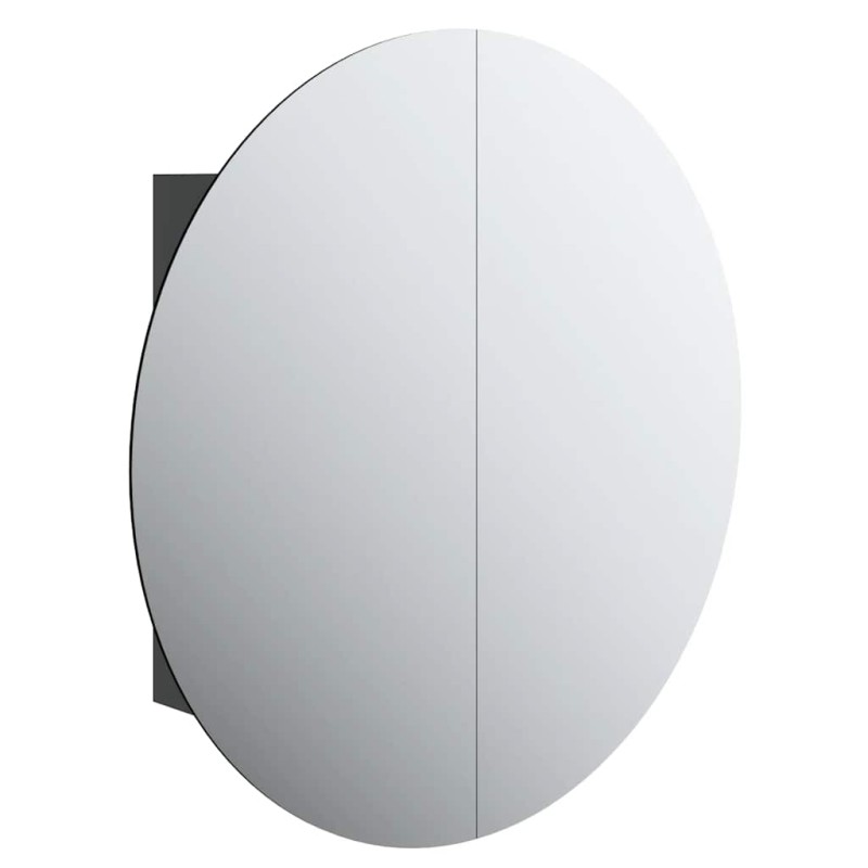 vidaXL Ντουλάπι Μπάνιου με Στρογγυλό Καθρέφτη&LED Μαύρο 54x54x17,5 εκ.