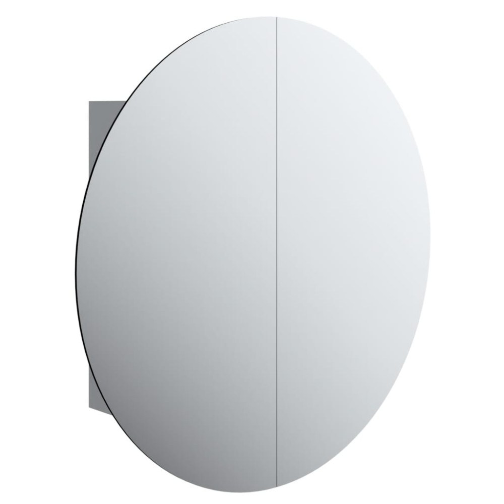 vidaXL Ντουλάπι Μπάνιου με Στρογγυλό Καθρέφτη/LED Γκρι 54x54x17,5 εκ.