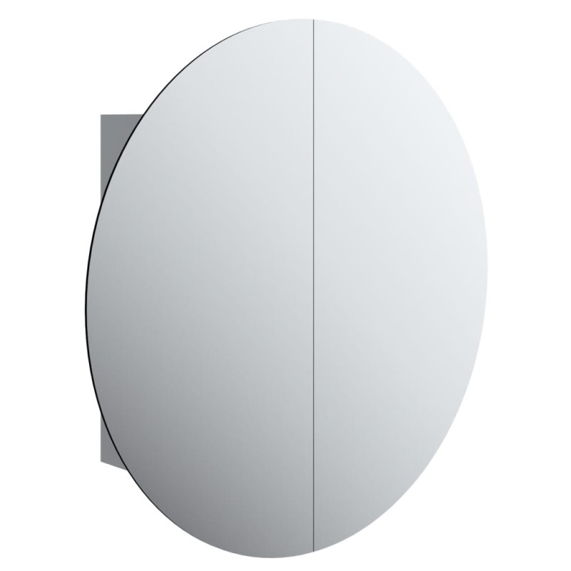 vidaXL Ντουλάπι Μπάνιου με Στρογγυλό Καθρέφτη/LED Γκρι 54x54x17,5 εκ.