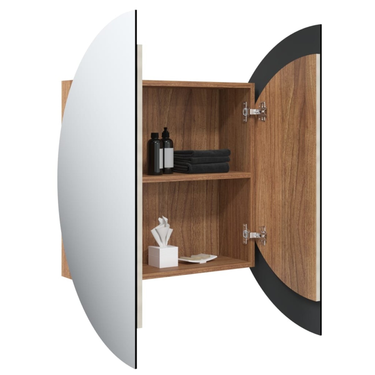 vidaXL Ντουλάπι Μπάνιου με Στρογγυλό Καθρέφτη&LED Δρυς 54x54x17,5 εκ.