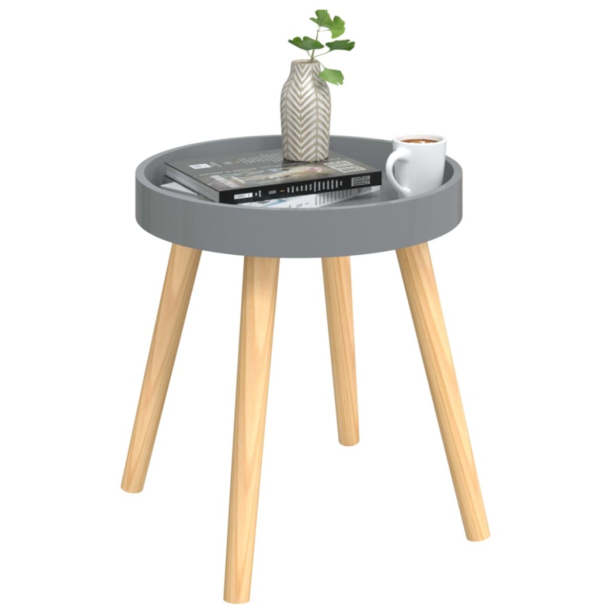 vidaXL Βοηθητικό Τραπέζι Γκρι 38x38x40 εκ. Επεξ. Ξύλο & Μασίφ Πεύκο
