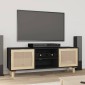 vidaXL Έπιπλο Τηλεόρασης Μαύρο 105x30x40 εκ Μασίφ Πεύκο & Φυσικό Ρατάν