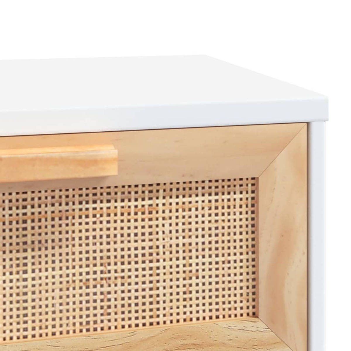 vidaXL Τραπέζι Κονσόλα Λευκό 80x30x75 εκ. Μασίφ Πεύκο & Φυσικό Ρατάν