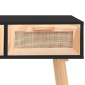vidaXL Τραπέζι Κονσόλα Μαύρο 105x30x75 εκ. Μασίφ Πεύκο & Φυσικό Ρατάν