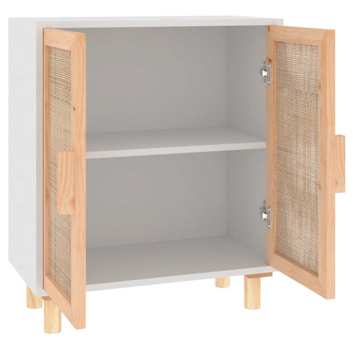 vidaXL Ντουλάπι Λευκό 60 x 30 x 70 εκ. από Μασίφ Πεύκο & Φυσικό Ρατάν