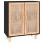 vidaXL Ντουλάπι Μαύρο 60 x 30 x 70 εκ. από Μασίφ Πεύκο & Φυσικό Ρατάν