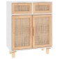 vidaXL Ντουλάπι Λευκό 60 x 30 x 75 εκ. Μασίφ Πεύκο & Φυσικό Ρατάν