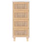 vidaXL Συρταριέρα Λευκή 40 x 30 x 90 εκ. Μασίφ Πεύκο & Φυσικό Ρατάν