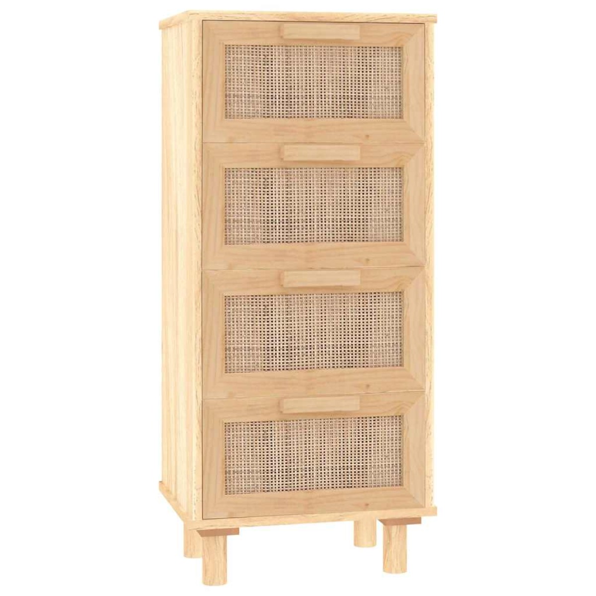 vidaXL Συρταριέρα Καφέ 40 x 30 x 90 εκ. Μασίφ Πεύκο & Φυσικό Ρατάν